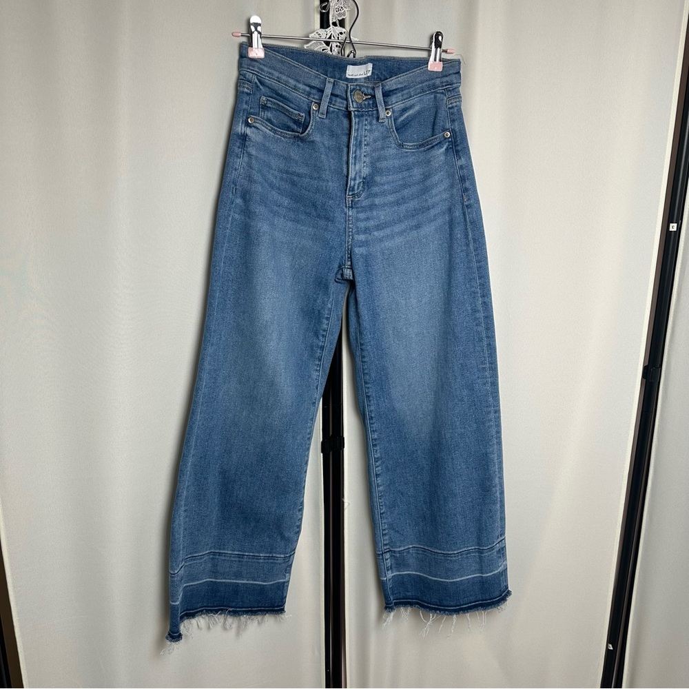 LOFT let down hem high rise wide leg crop jeans
